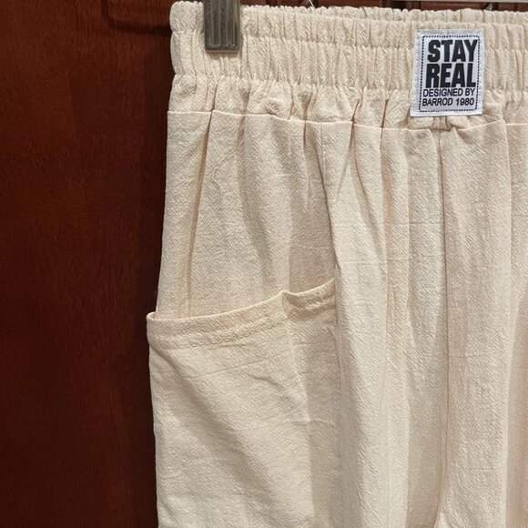 STAY REAL Design By Barrod 1980 Lt Yellow Cotton Linen Pull On Capri Pants Sz XS - Picture 3 of 4